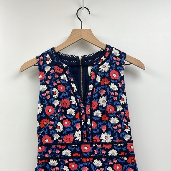 Kate Spade Floral Daisy Jacquard Sleeveless Sheath Mini Dress Boho Preppy Navy 2 - Picture 3 of 9